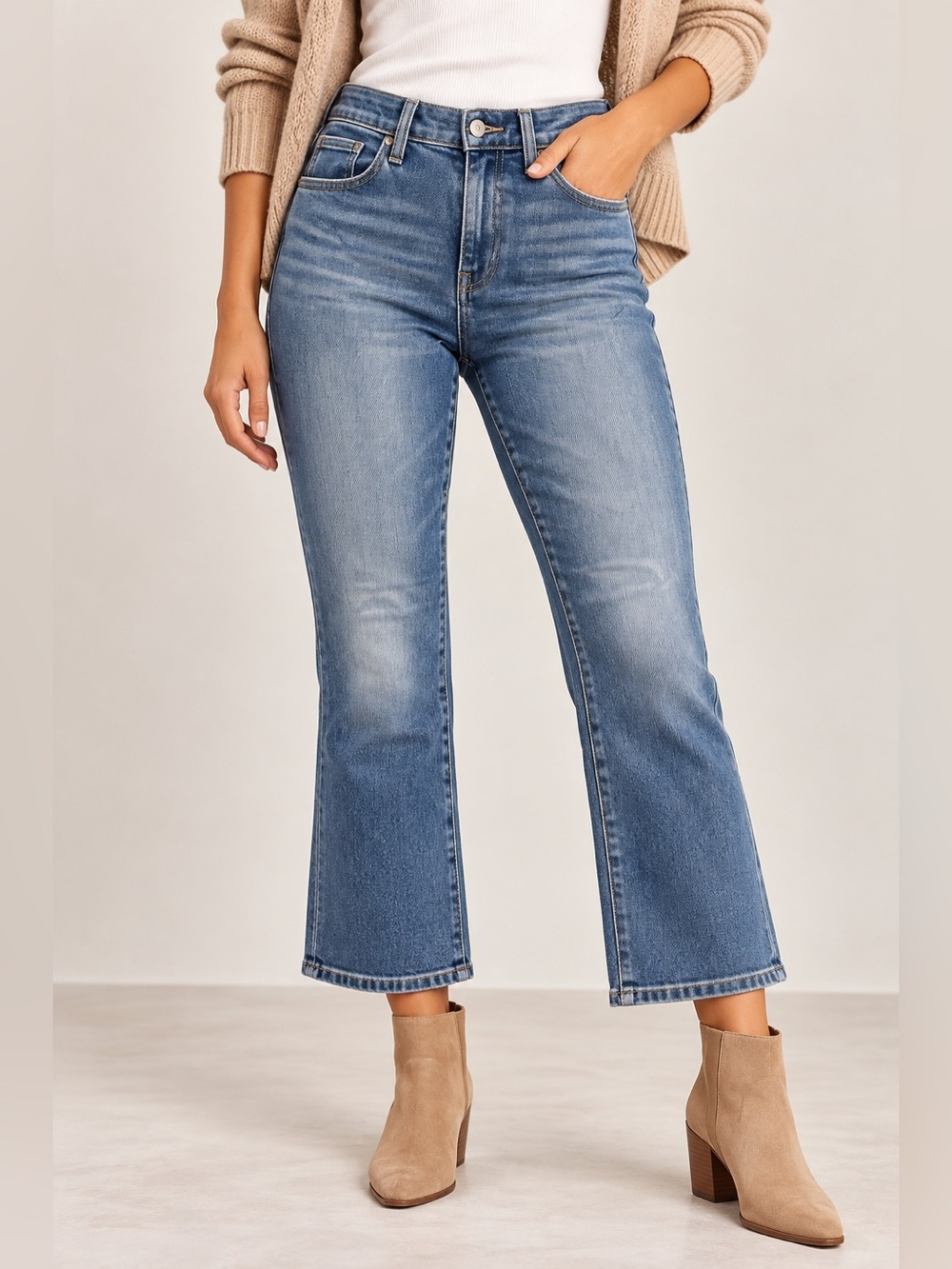 Banana Republic Premium Denim Crop Boot Jeans Size 29 High Rise Medium Wash